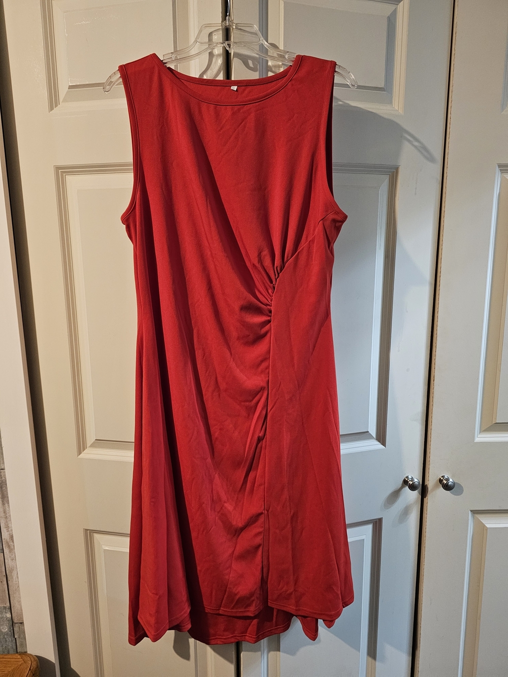 Sleeveless Red Midi Dress with Side Twist Detail 2xl